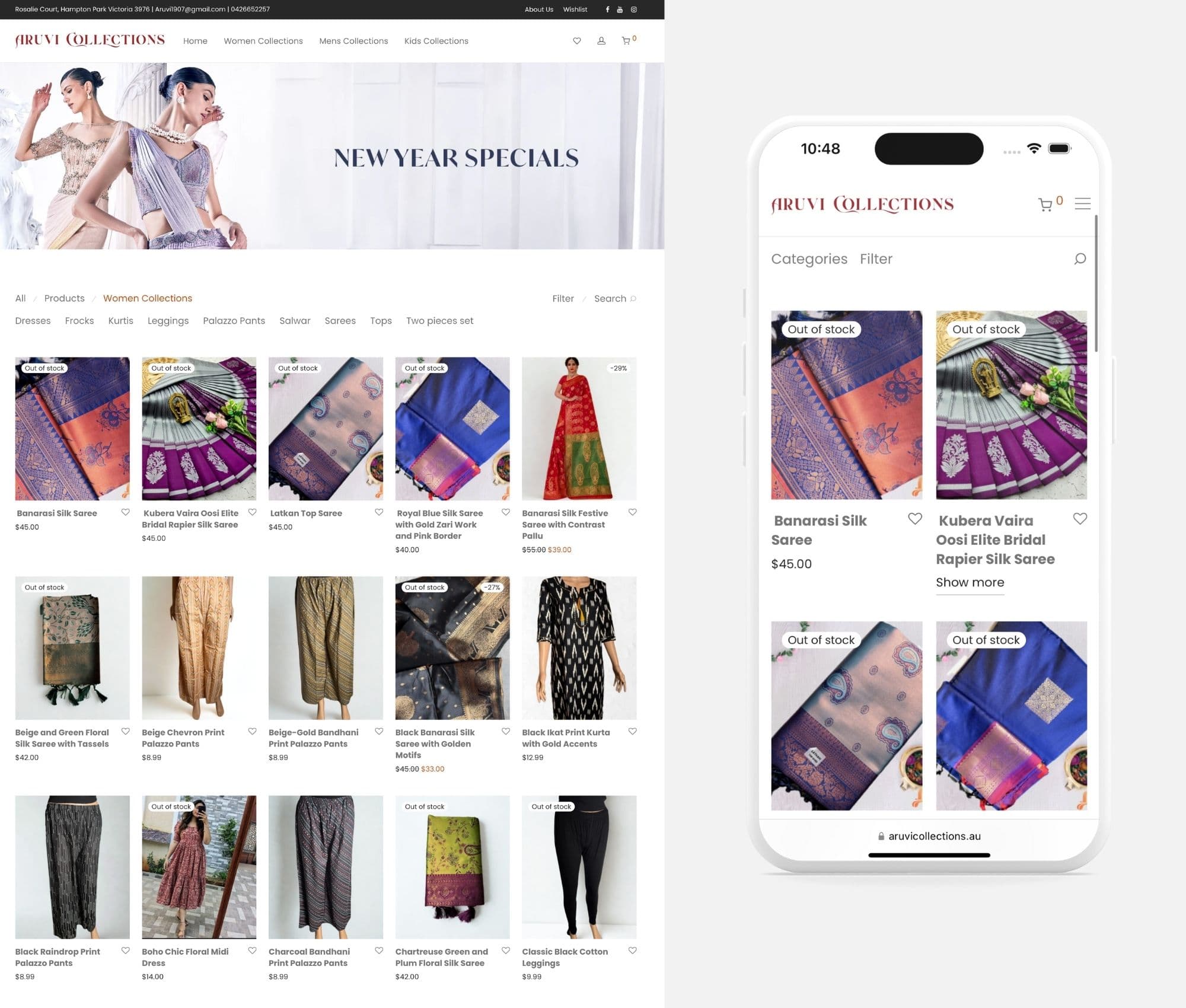 Aruvi Collection E-commerce Website 1